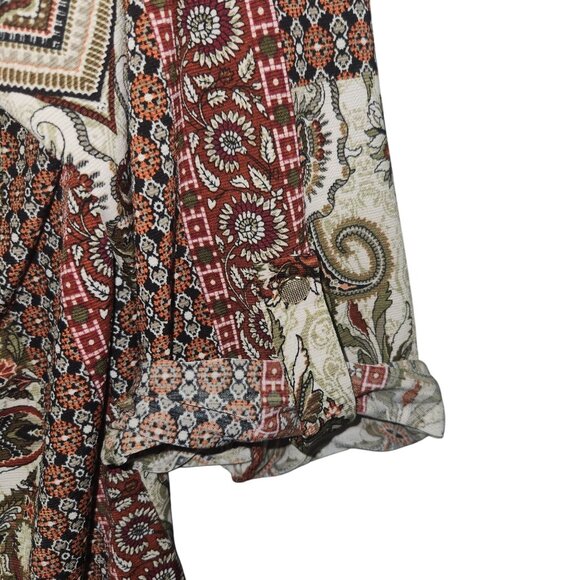 Nail  Floral Print Tunic Blouse Womens 2X 3/4 Sleeve Lightweight 2442 - Picture 4 of 9